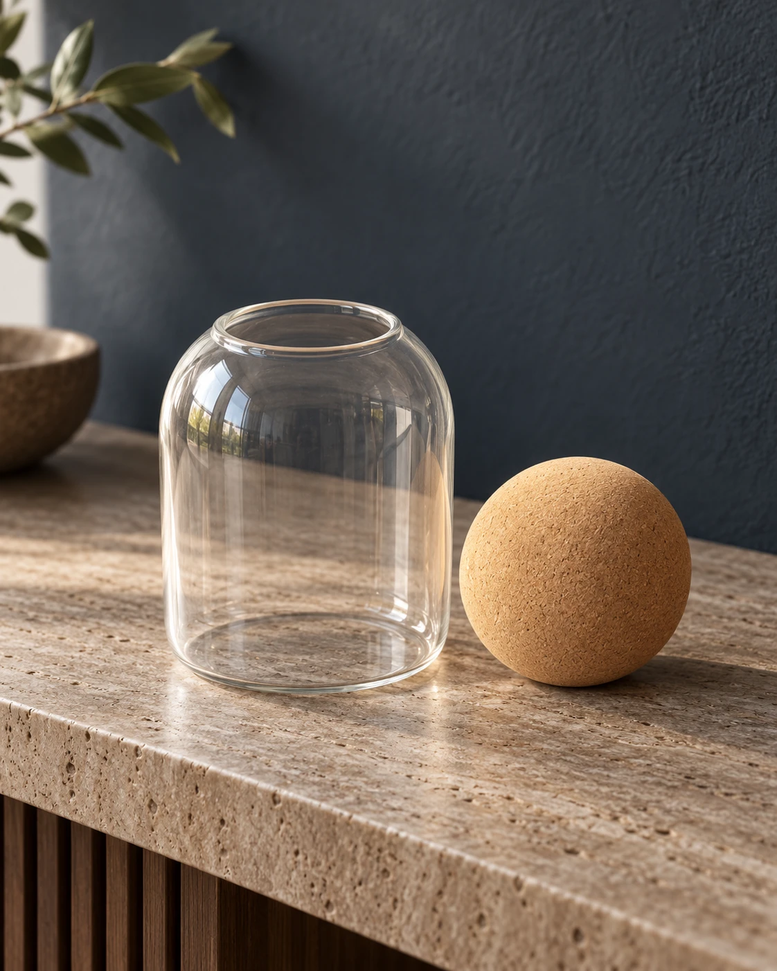 Cork-sphere vessel in a styled setting