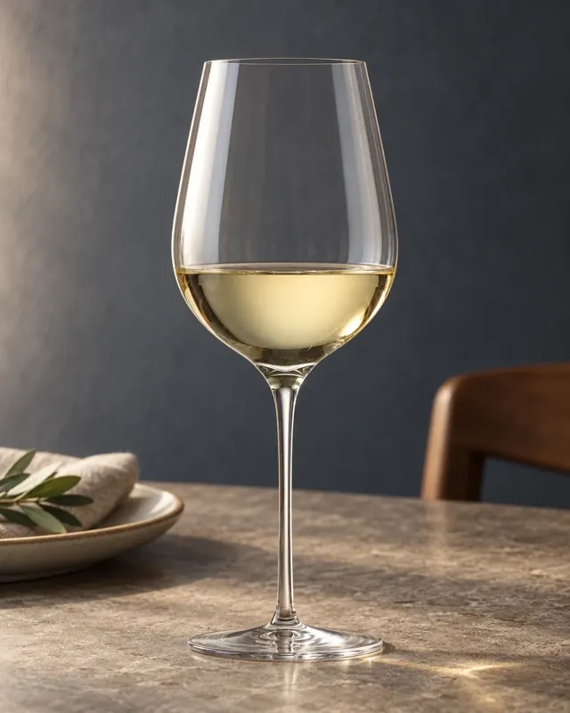 Slender wine glass in an application setting