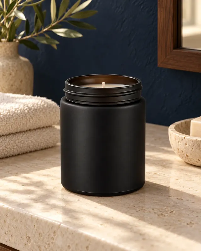 Thread-neck candle jar in an application setting