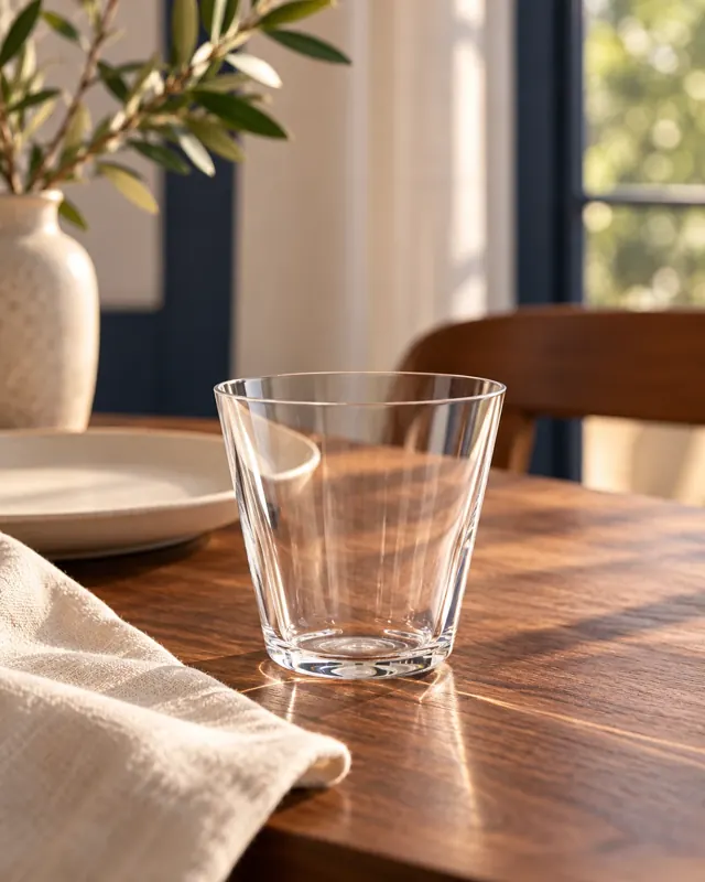Fine-wall whisky tumbler in an application setting
