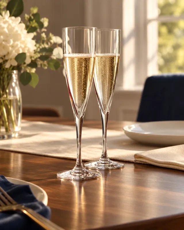 Tall champagne flute in an application setting