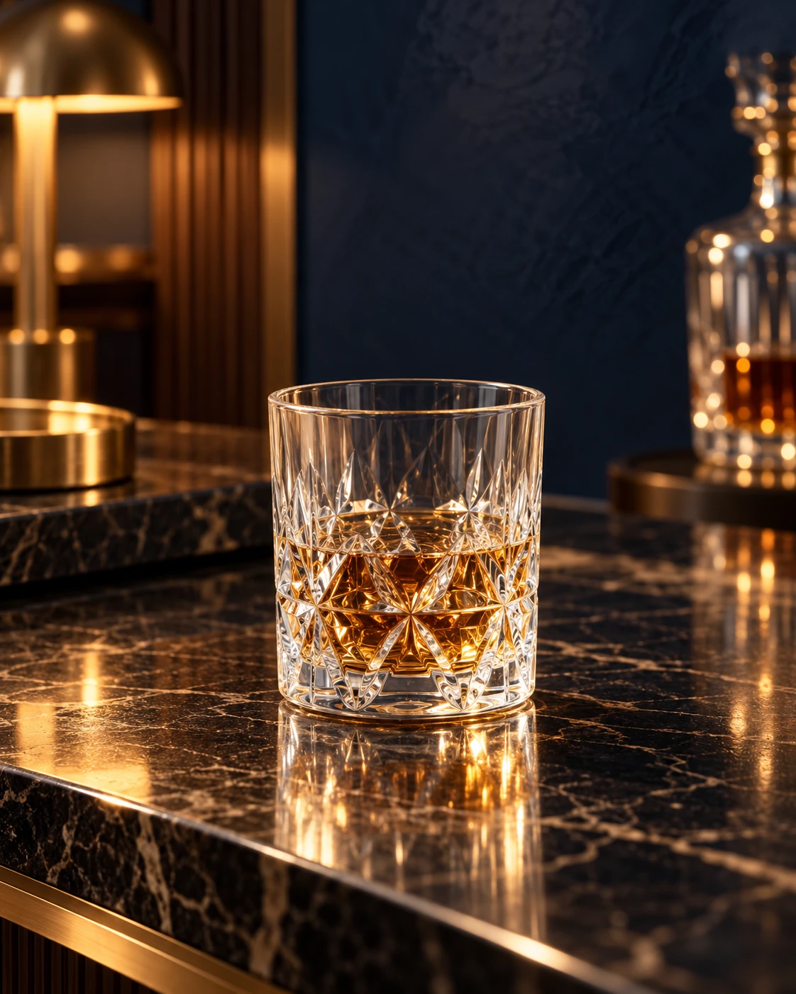Angular whisky tumbler in Bar counter