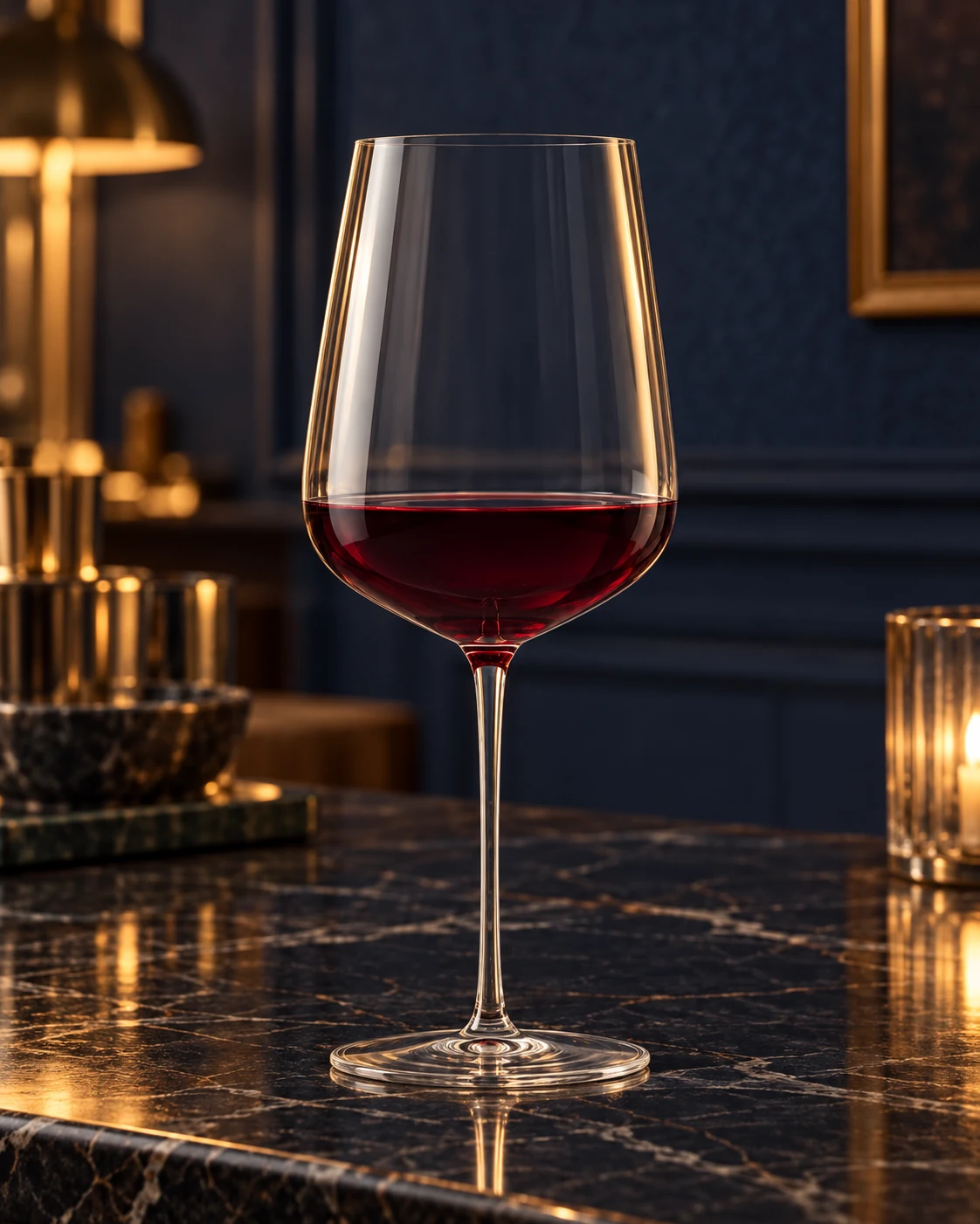 Bordeaux wine glass in Bar counter
