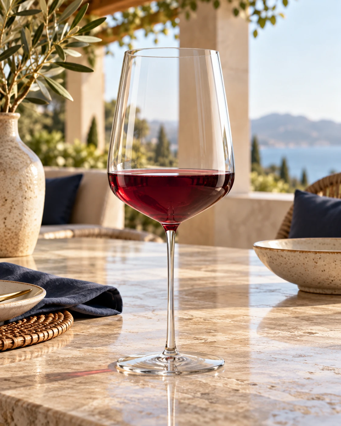 Bordeaux wine glass in Terrace table