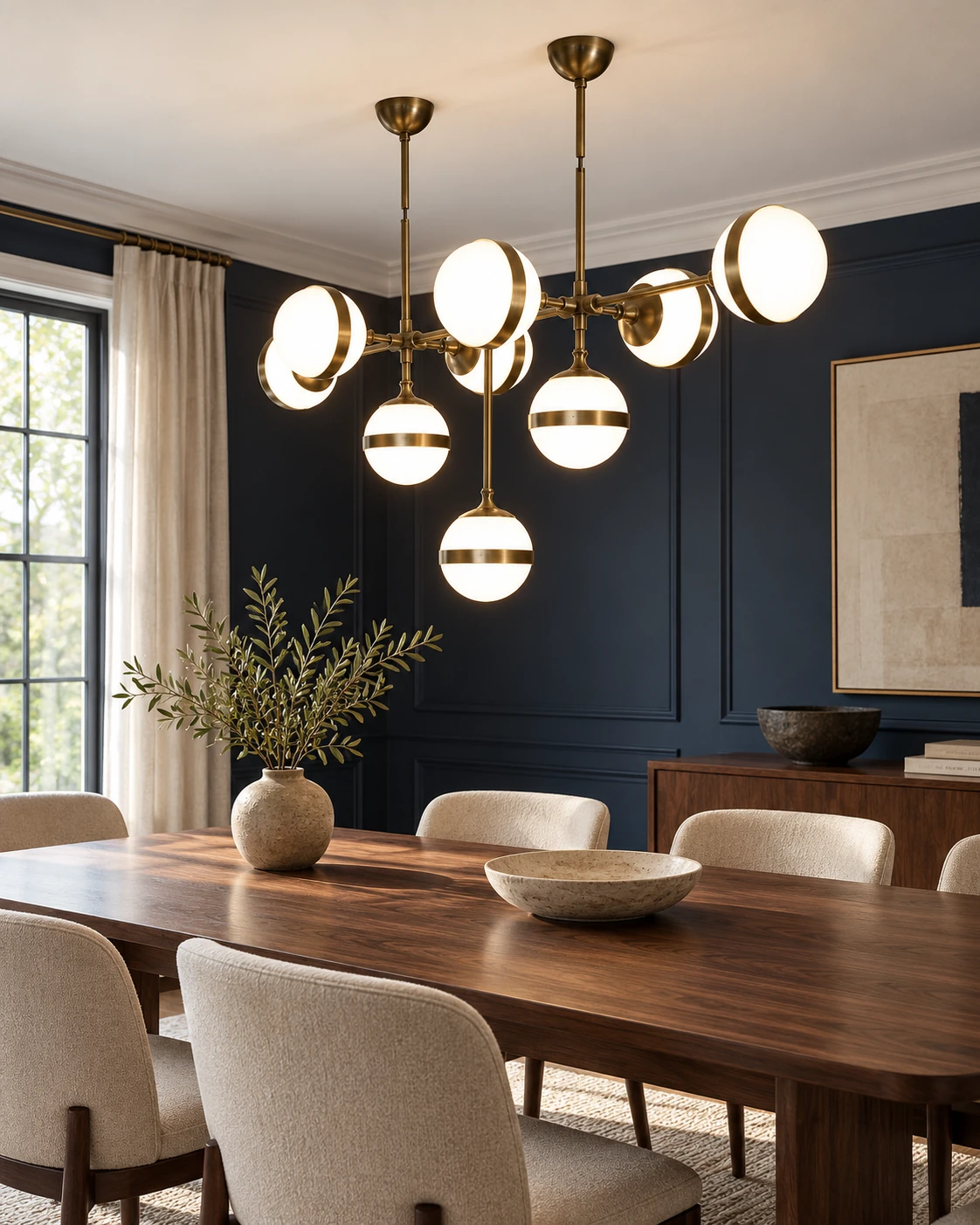 Branch globe lighting in Dining room