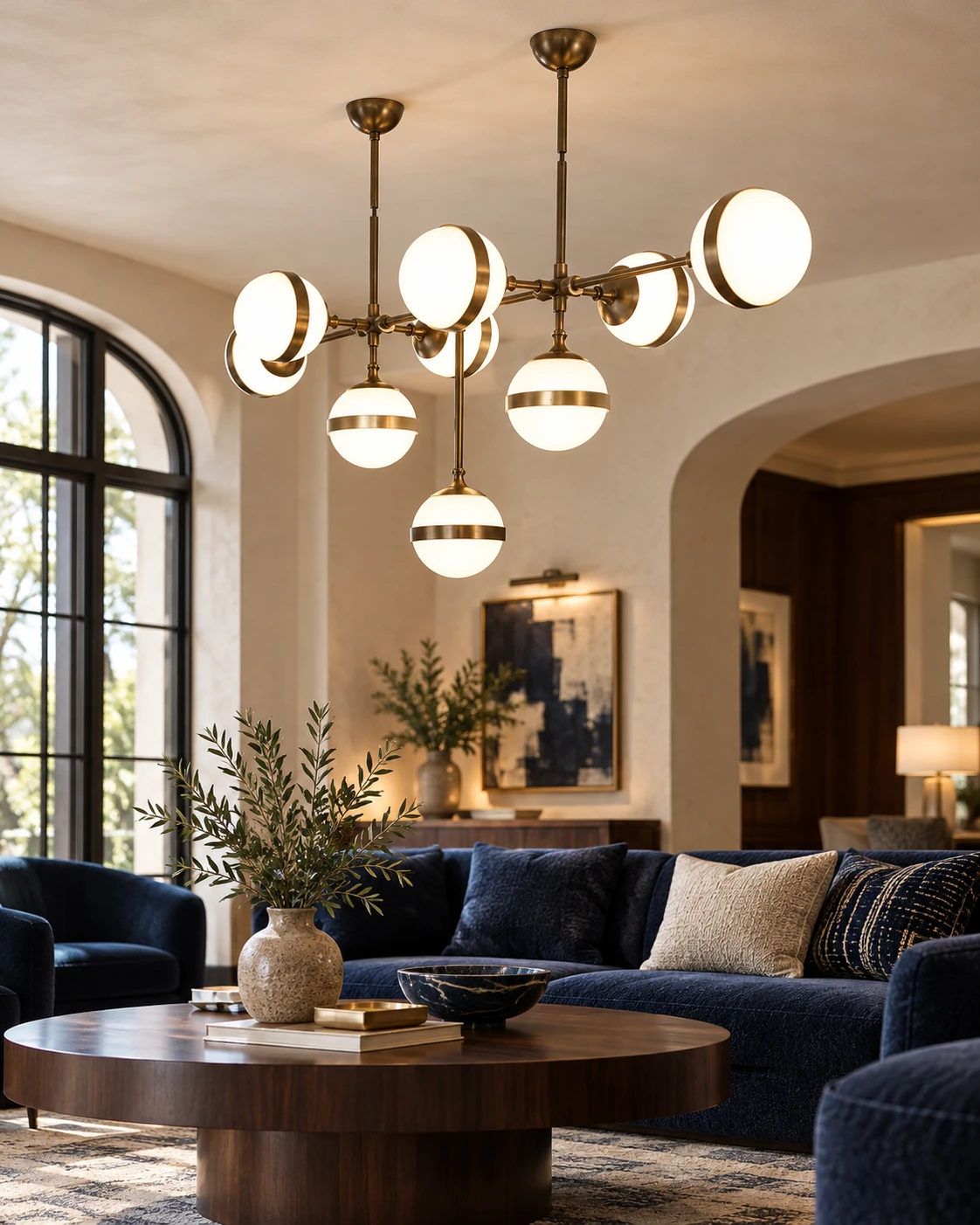 Branch globe lighting in Hotel lounge
