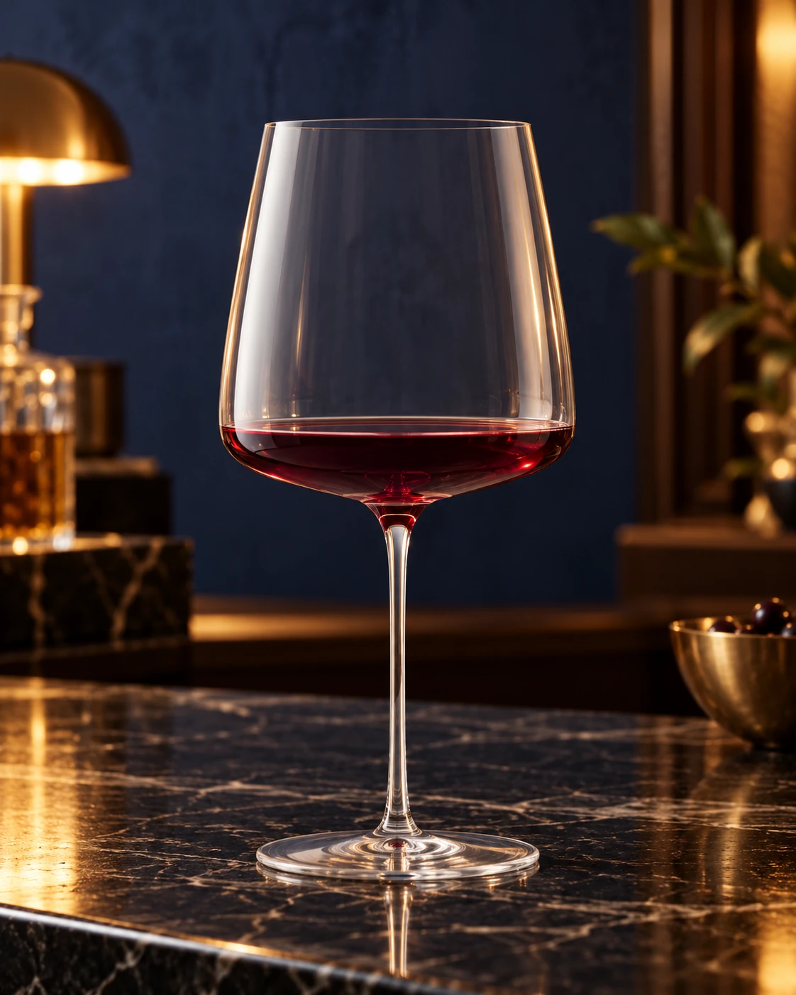 Broad-bowl wine glass in Bar counter