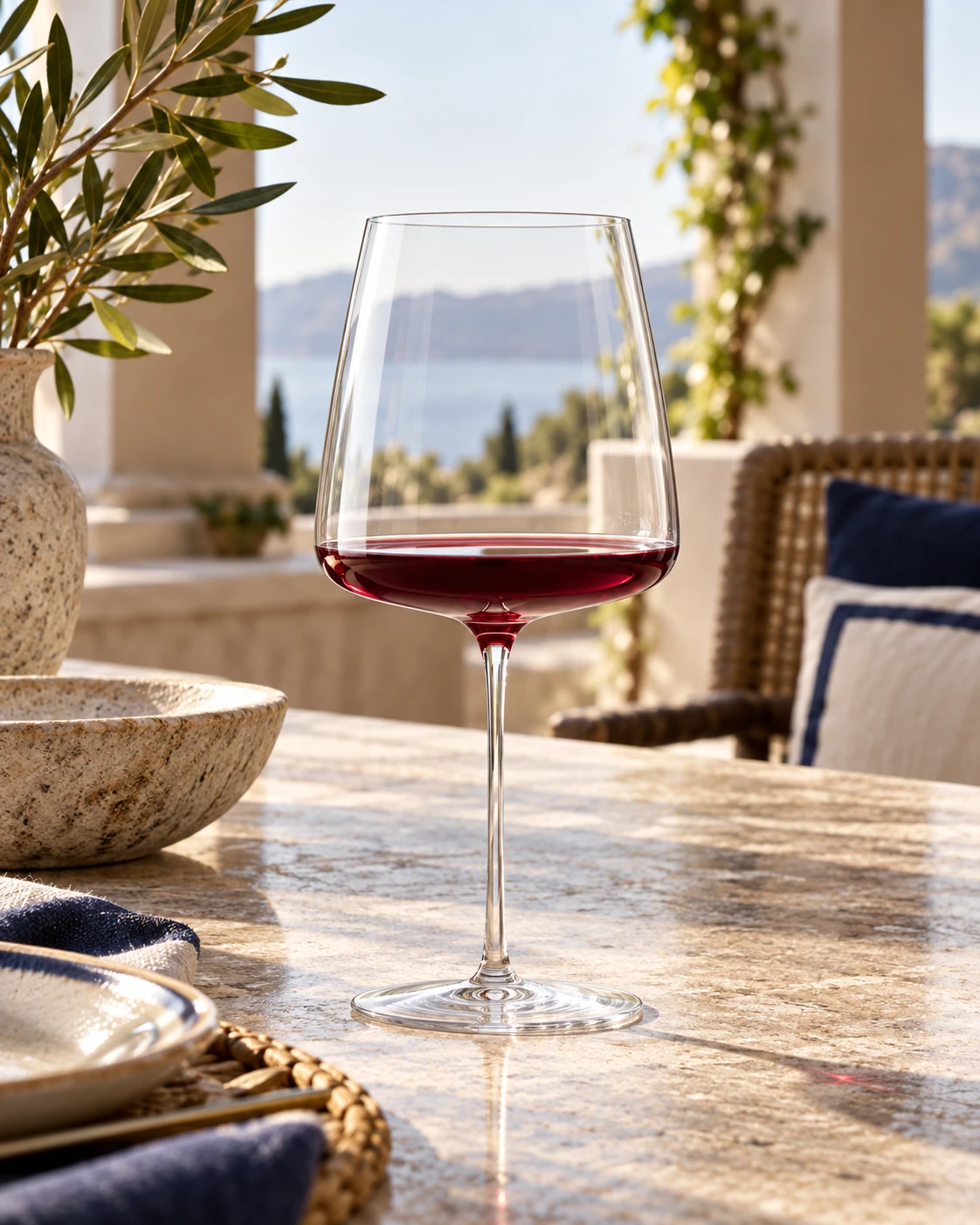 Broad-bowl wine glass in Terrace table