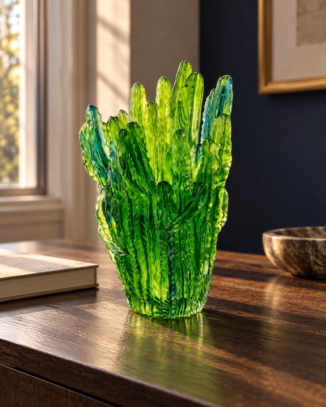 Cactus glass vase in Writing desk