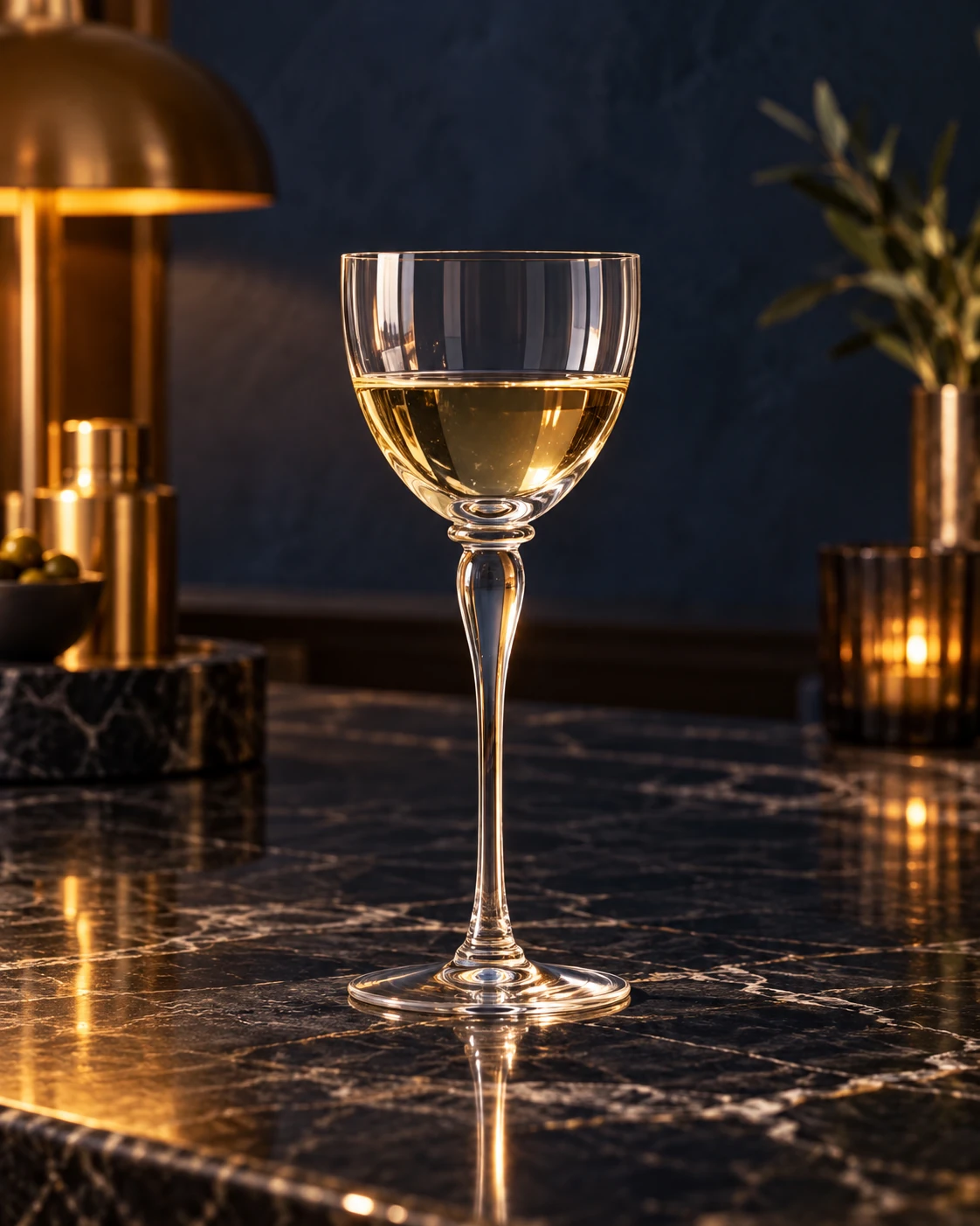 Classic wine goblet in Bar counter