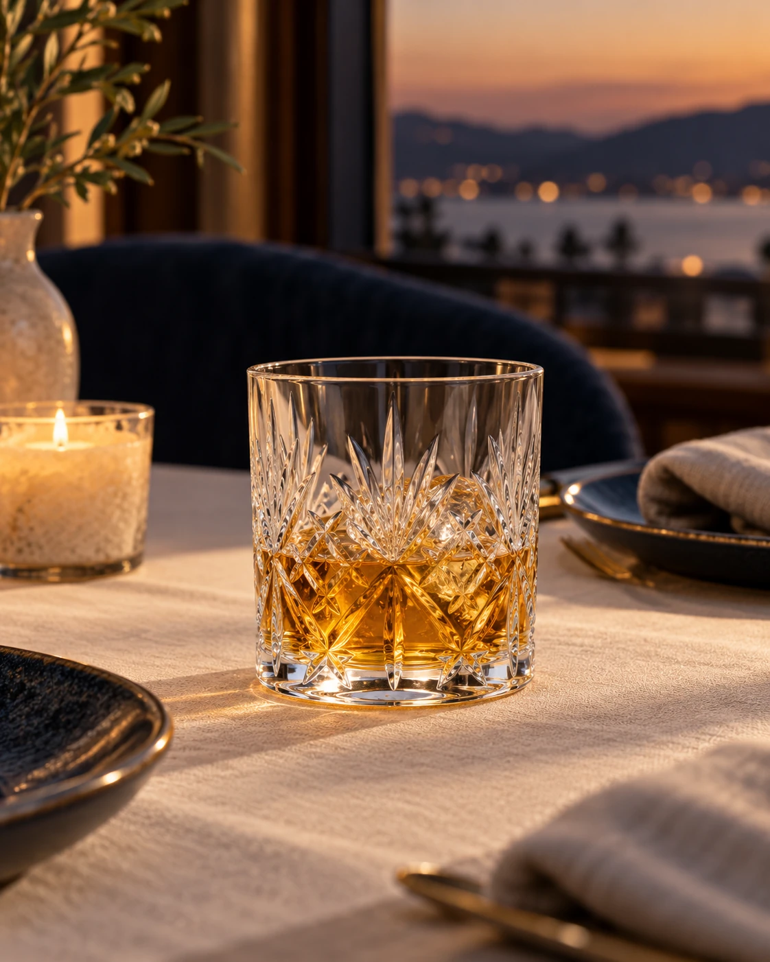 Cut whisky tumbler in Private dining