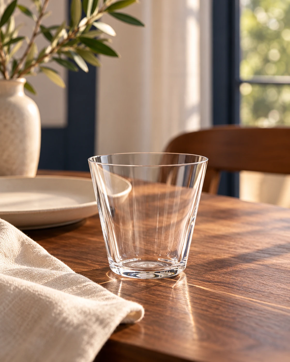 Fine-wall whisky tumbler in an application setting