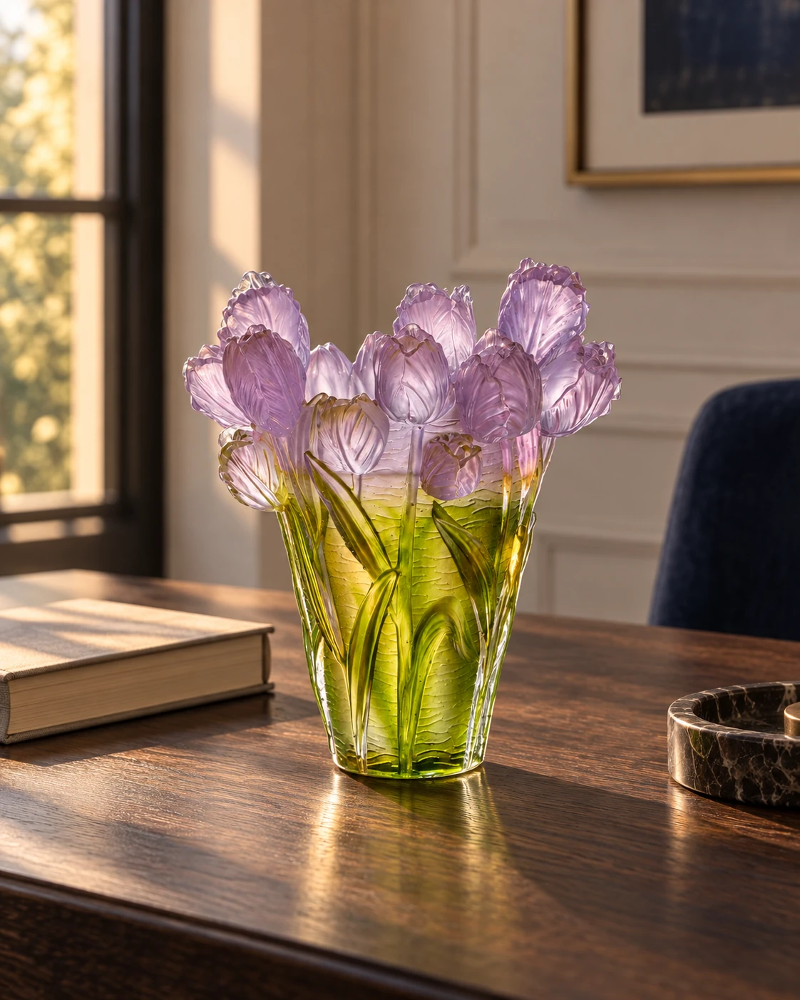 Floral glass vase in Writing desk