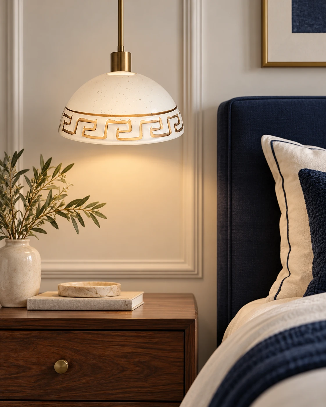 Glass bowl lamp shade in an application setting