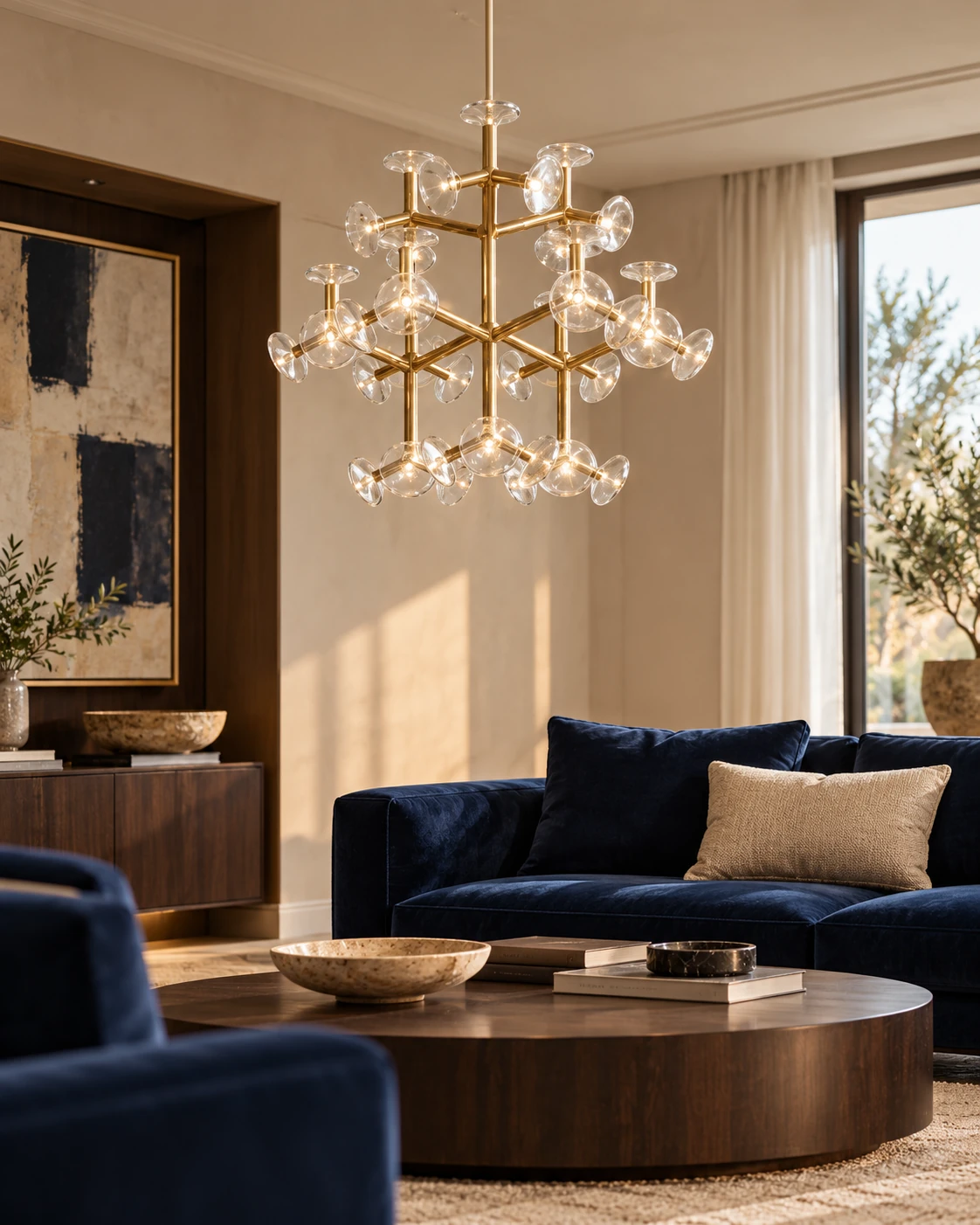 Glass frame lighting in Hotel lounge