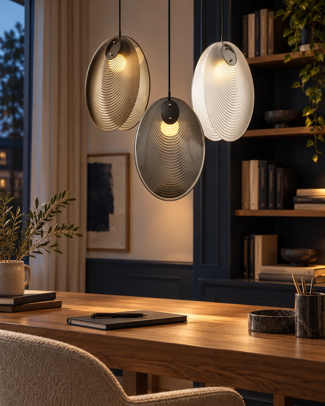 Oval pendant glass in Writing room