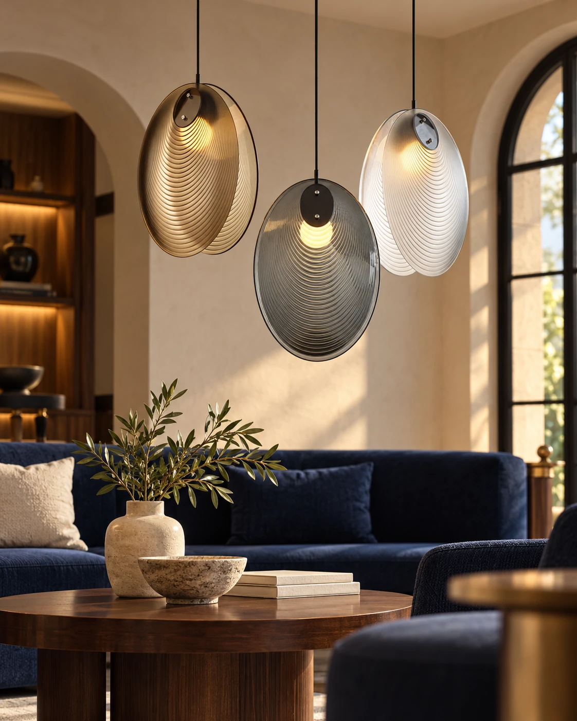 Oval pendant glass in Hotel lounge