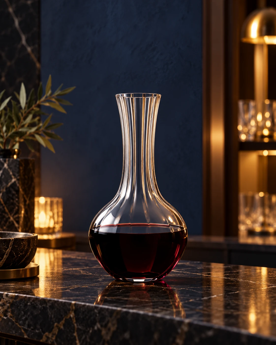 Ribbed-neck decanter in Bar counter