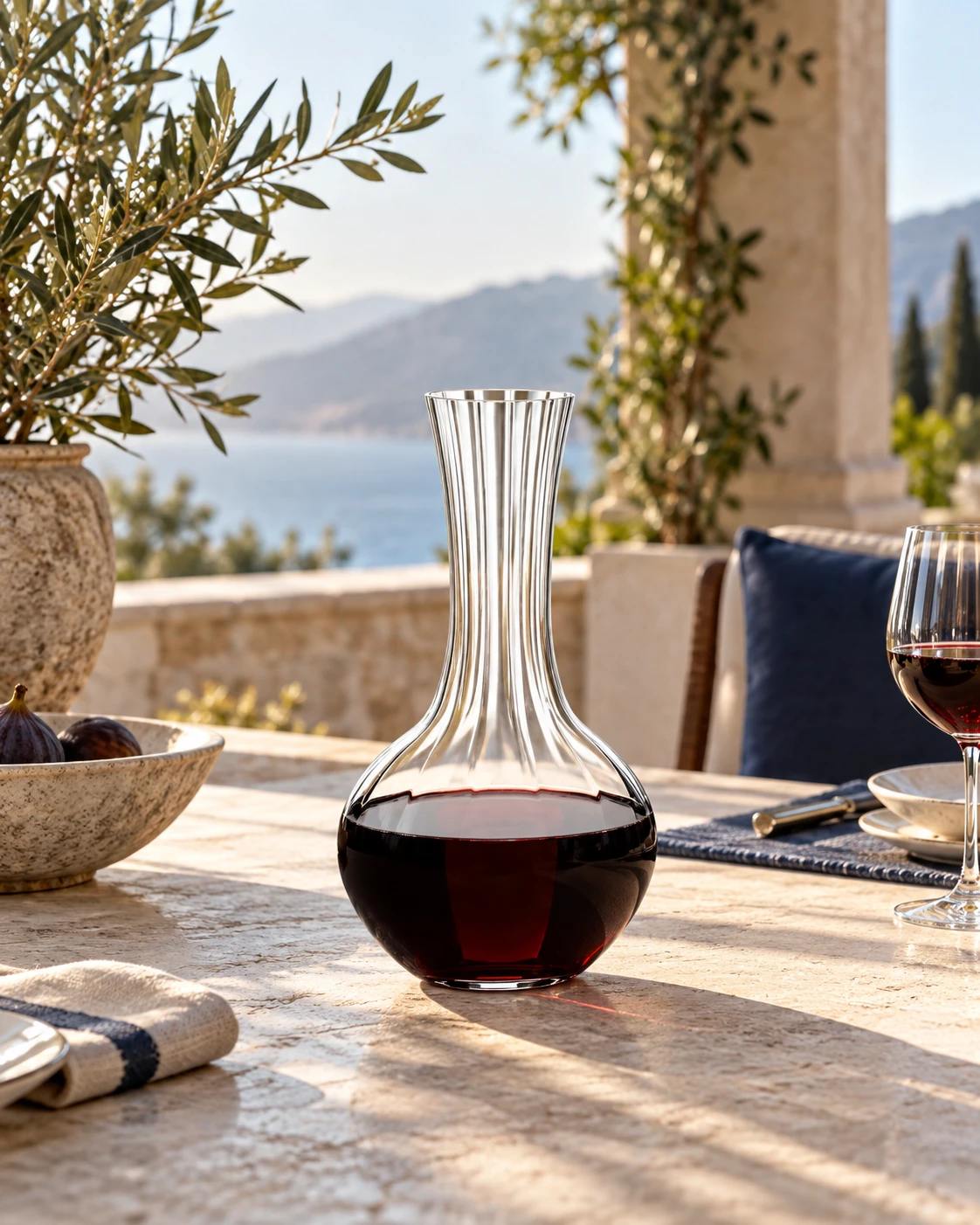 Ribbed-neck decanter in Terrace table