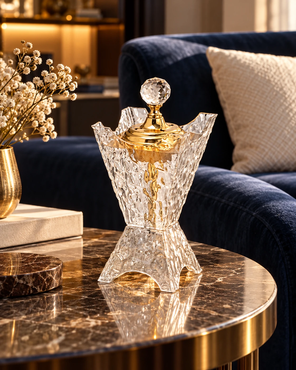 Sculpted incense vessel in Hotel lounge