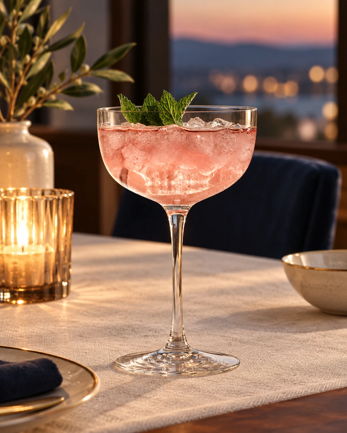 Shallow champagne coupe in Private dining