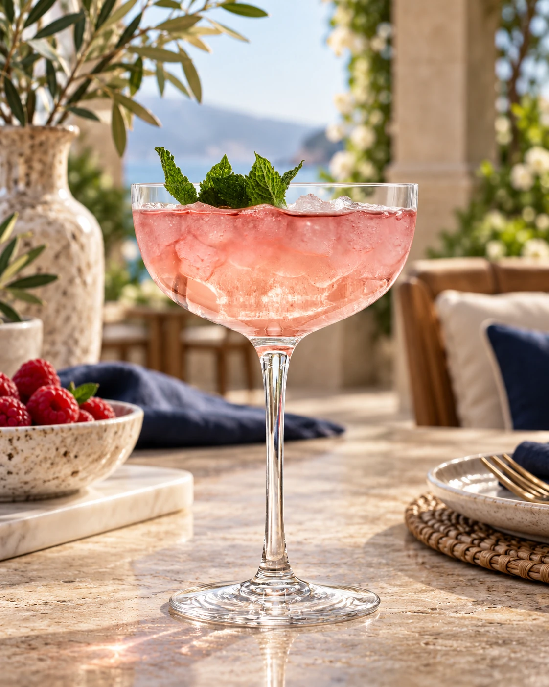 Shallow champagne coupe in Terrace table