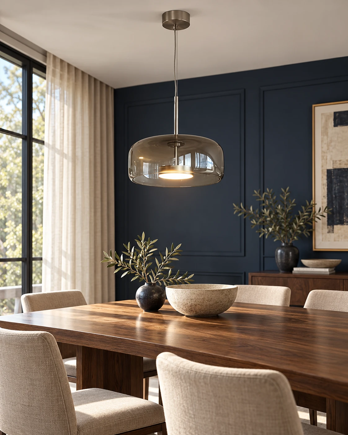 Smoke bowl pendant glass in Dining room