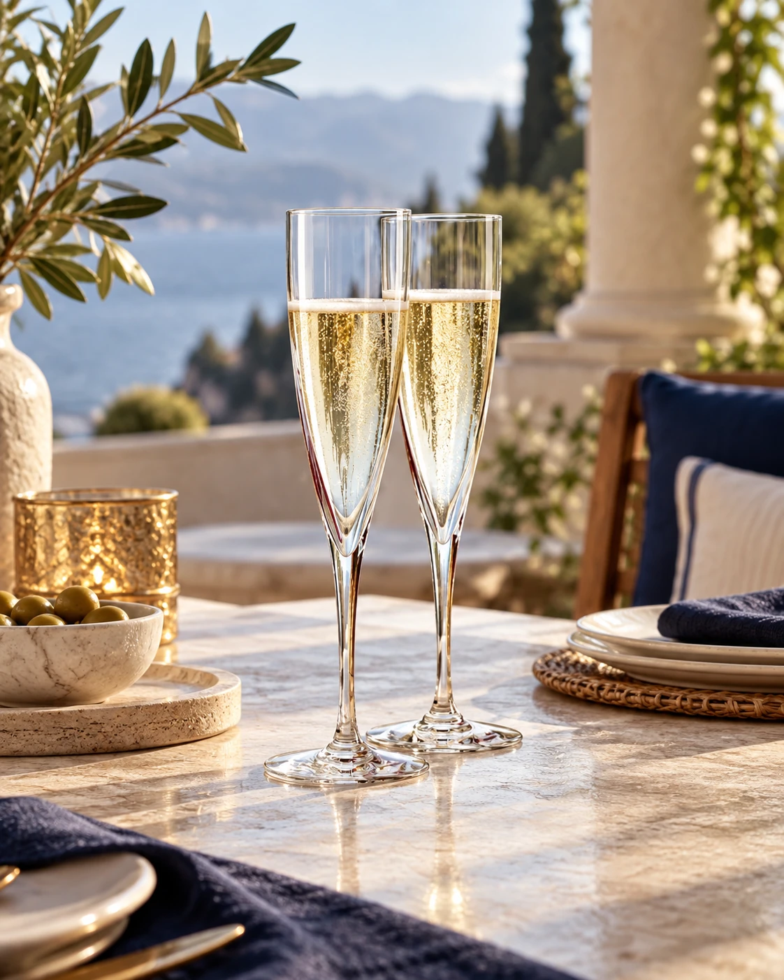Tall champagne flute in Terrace table