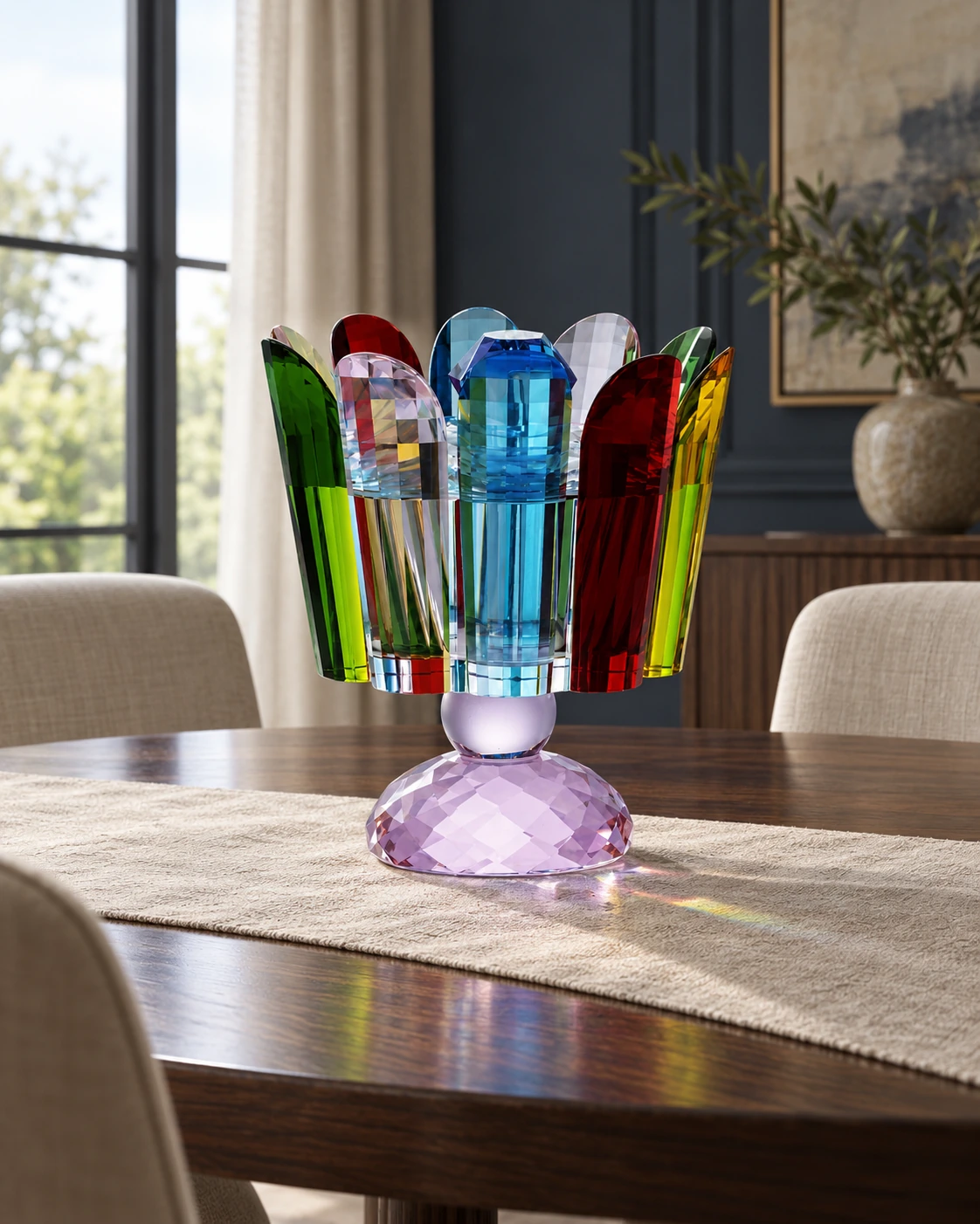 Colour petal vase in Dining centrepiece