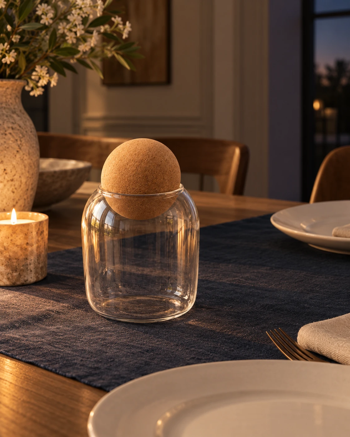 Cork-sphere vessel in Dining ritual