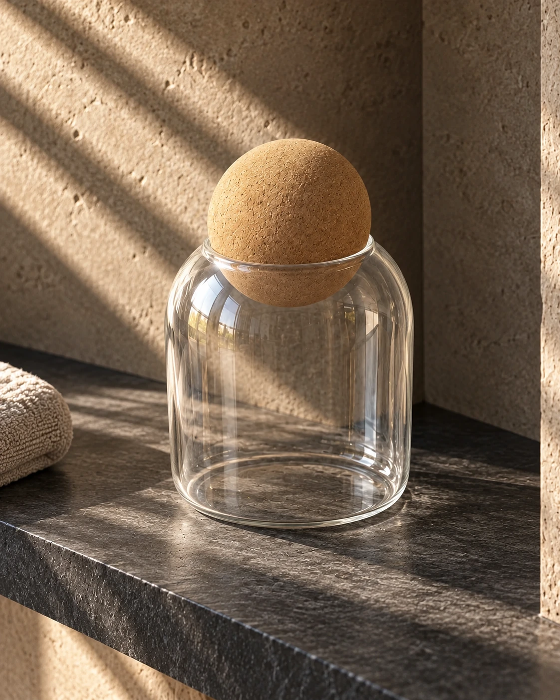 Cork-sphere vessel in Spa alcove