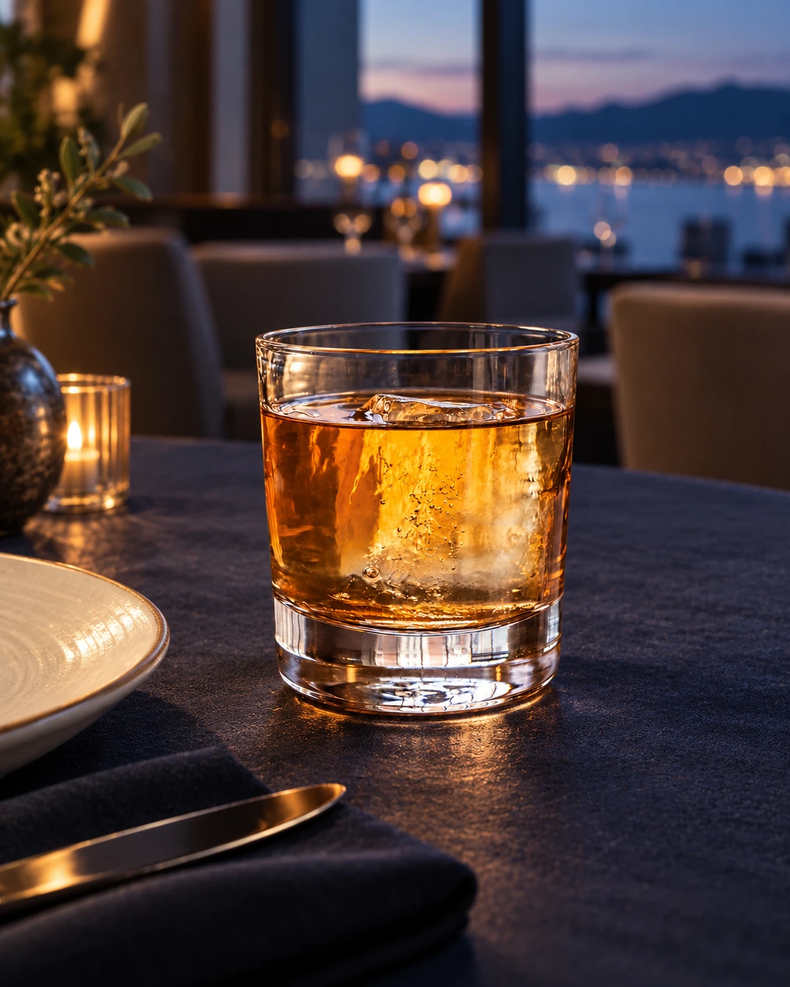 Low whisky tumbler in Restaurant service