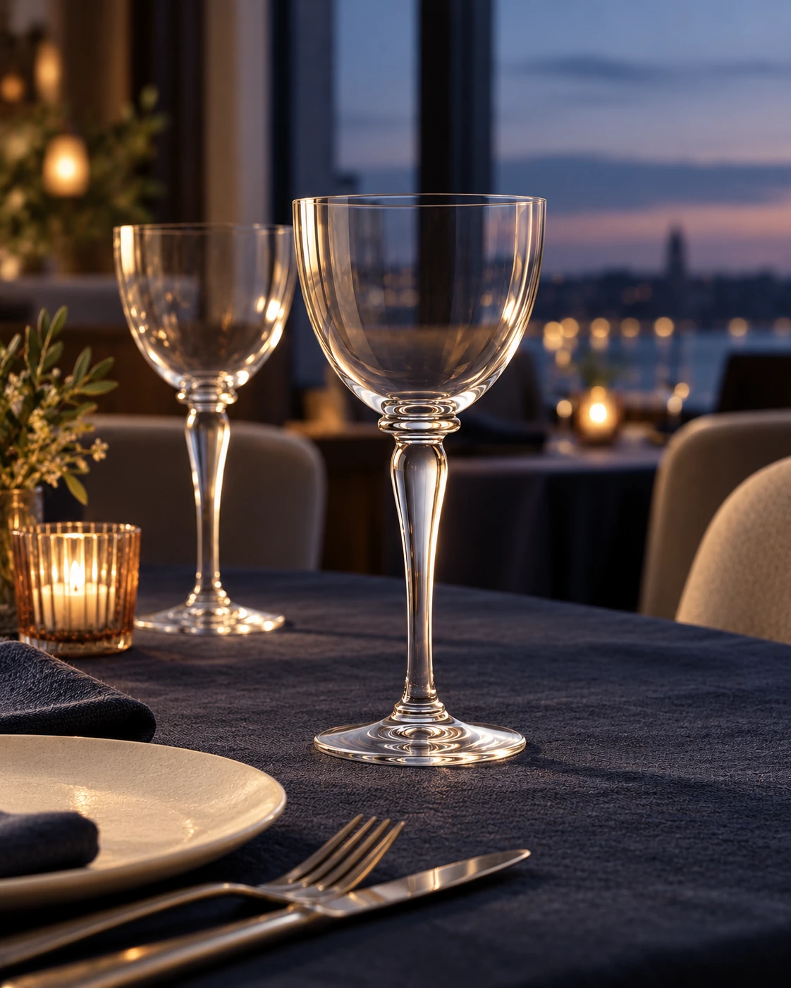 Stemmed coupe in Restaurant service