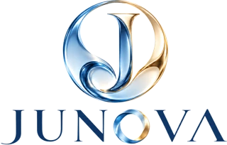 JUNOVA original blue and gold logo