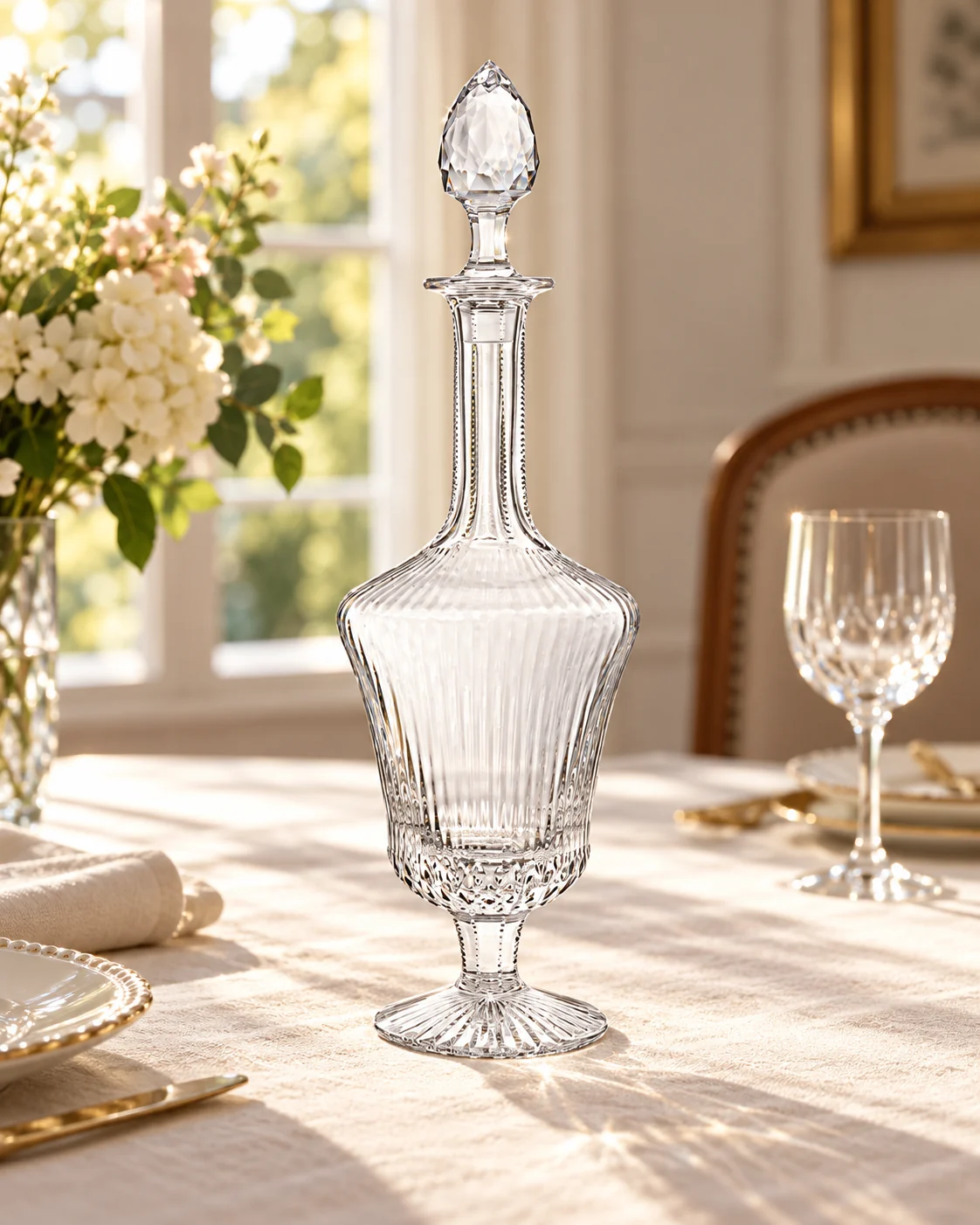 Faceted spirit bottle in Dining table