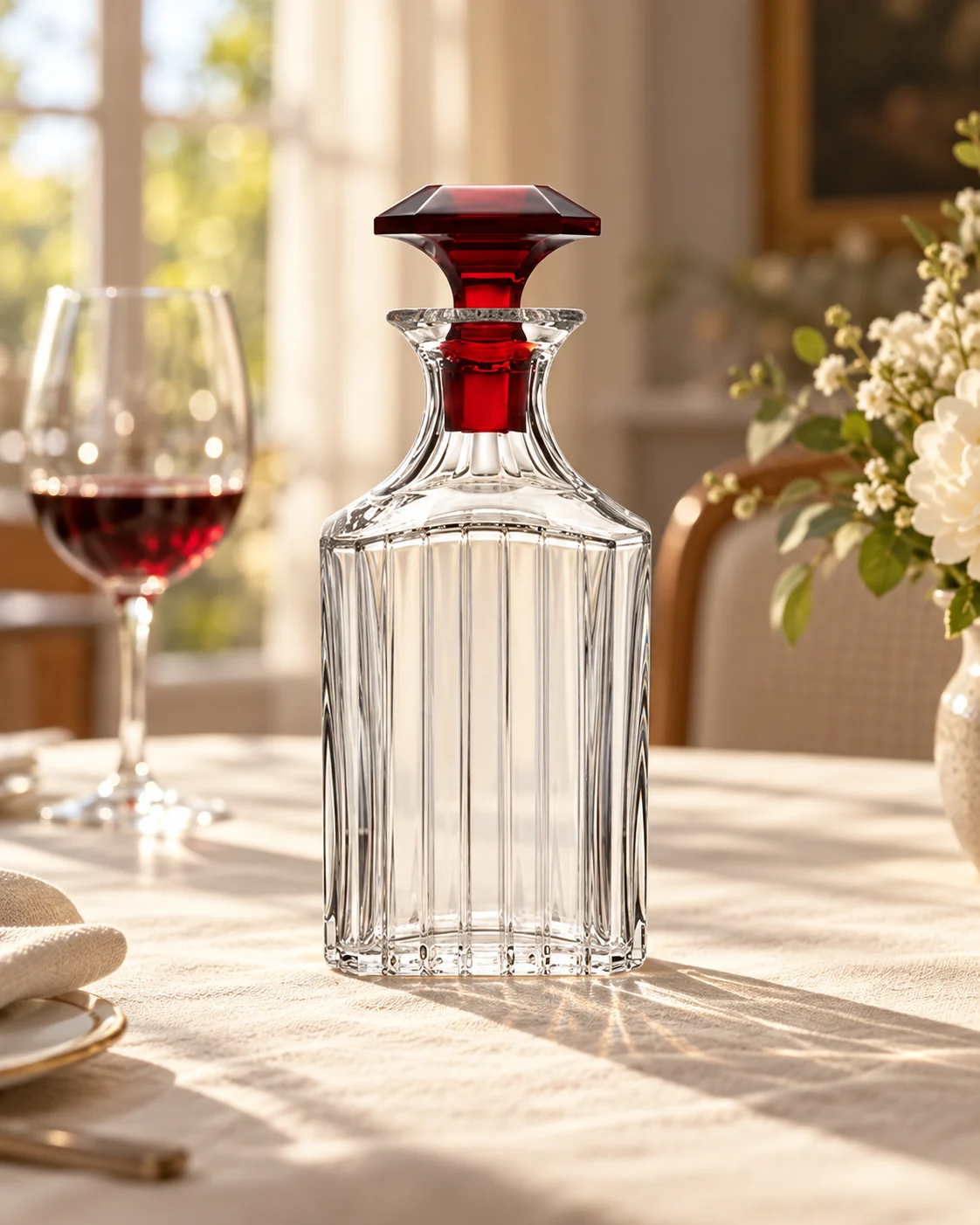 Ribbed spirit bottle in Dining table