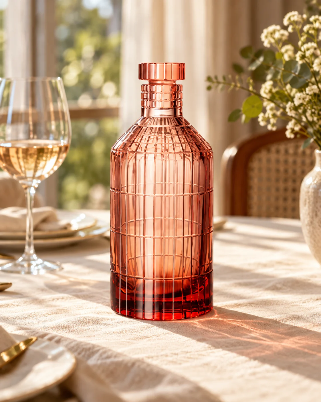 Rose spirit bottle in Dining table