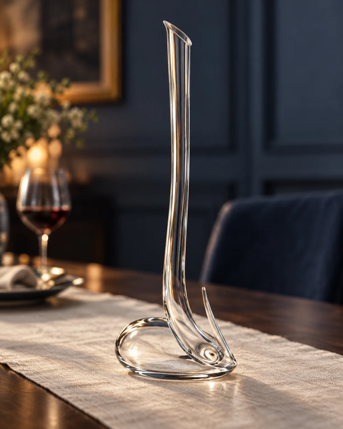 Slender wine decanter in Dining table