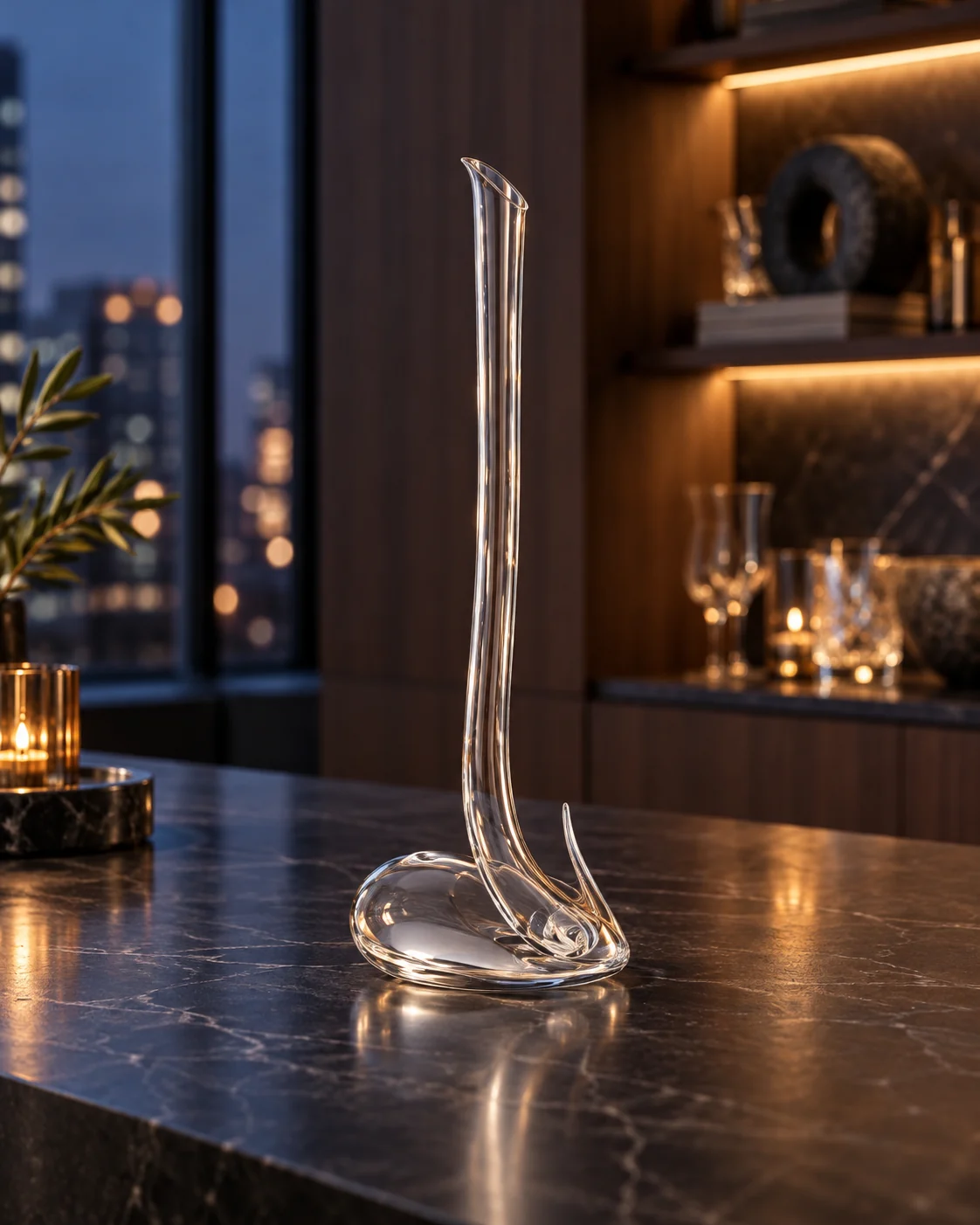 Slender wine decanter in Home bar